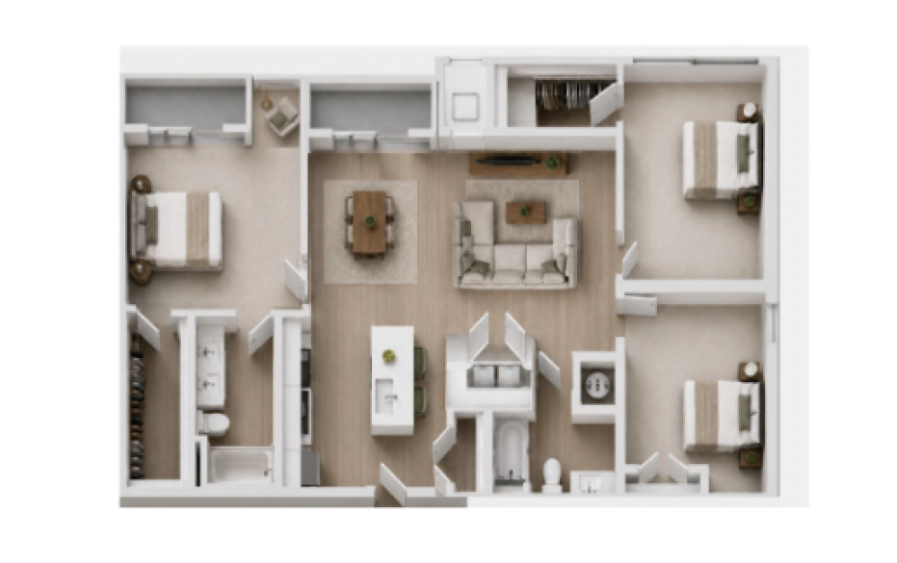 Piper - 3 bedroom floorplan layout with 2 bathrooms and 1407 square feet